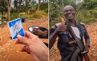 Un argentino logró atravesar una zona de guerra en África gracias a una estampita de Messi