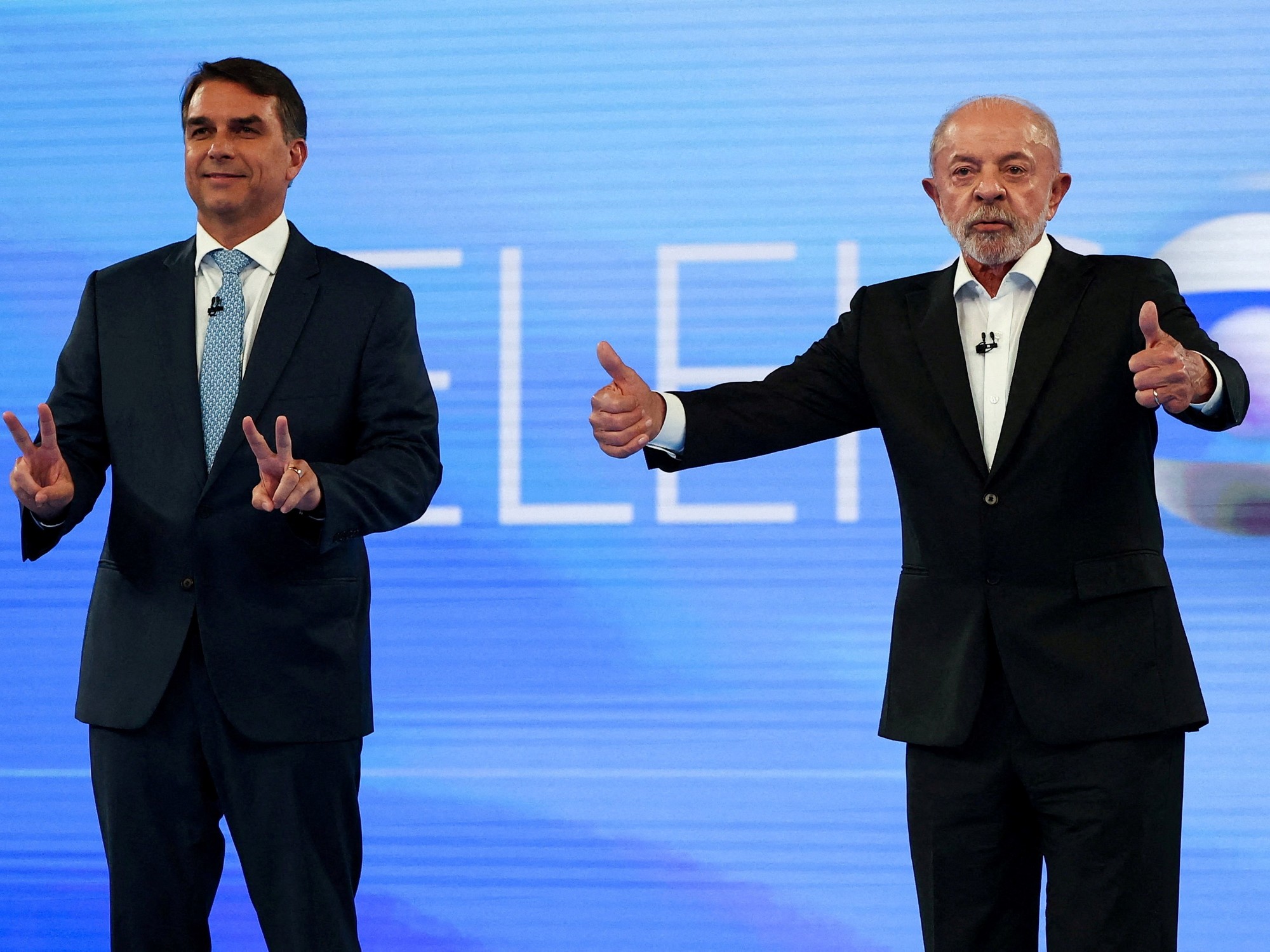 Lula y Flávio Bolsonaro, en el último debate antes del balotaje del domingo