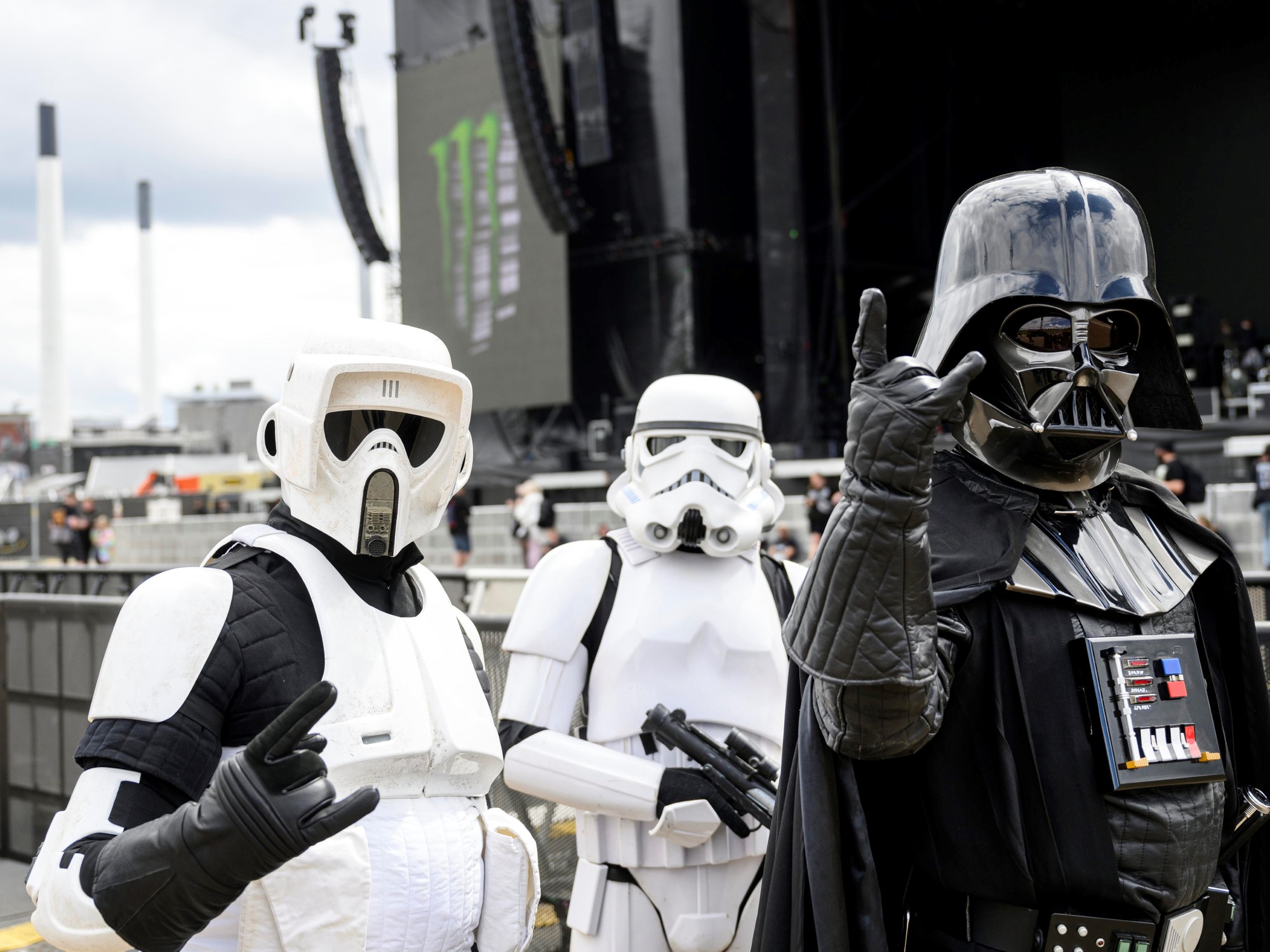 Darth Vader y dos stormtroopers. La película quedó en stand-by